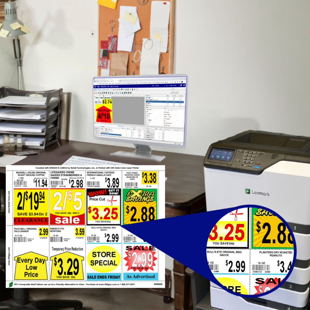 DESIGN‑R‑LABELS with a Lexmark printer and shelf talkers